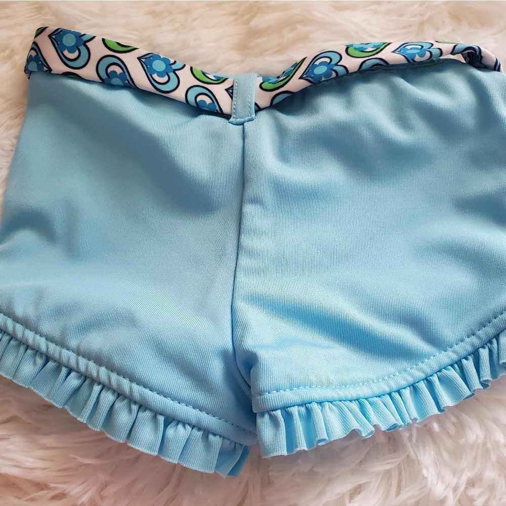 Two Piece Blue and Heart Print Bathing Suit Size 12M - Picture 7 of 8